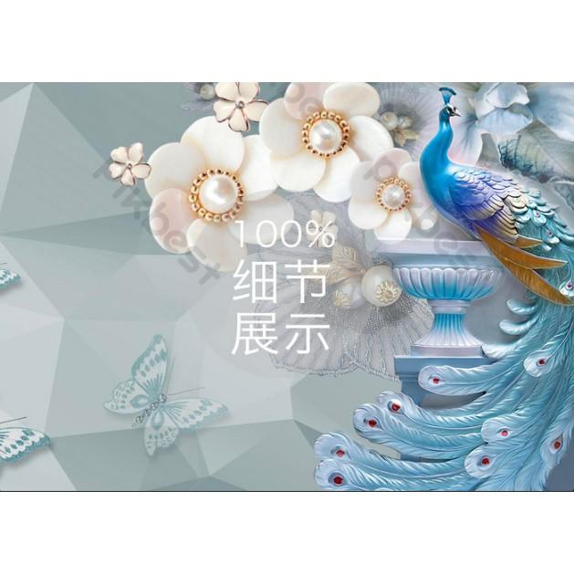 Tranh dán tường Tranh chim công phong cách giản đơn, tranh dán tường 3d hiện đại MS796157