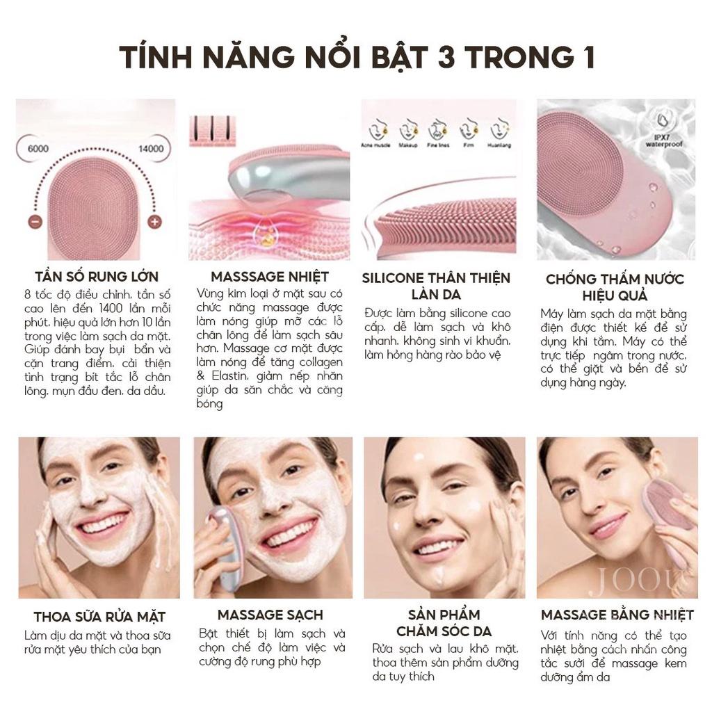 Máy rửa mặt massage 3 trong 1 làm sạch sâu gấp 10 lần JOOU M6 - Sợi Sillicon mềm mại an toàn cho mọi loại da kể cả da nhạy cảm