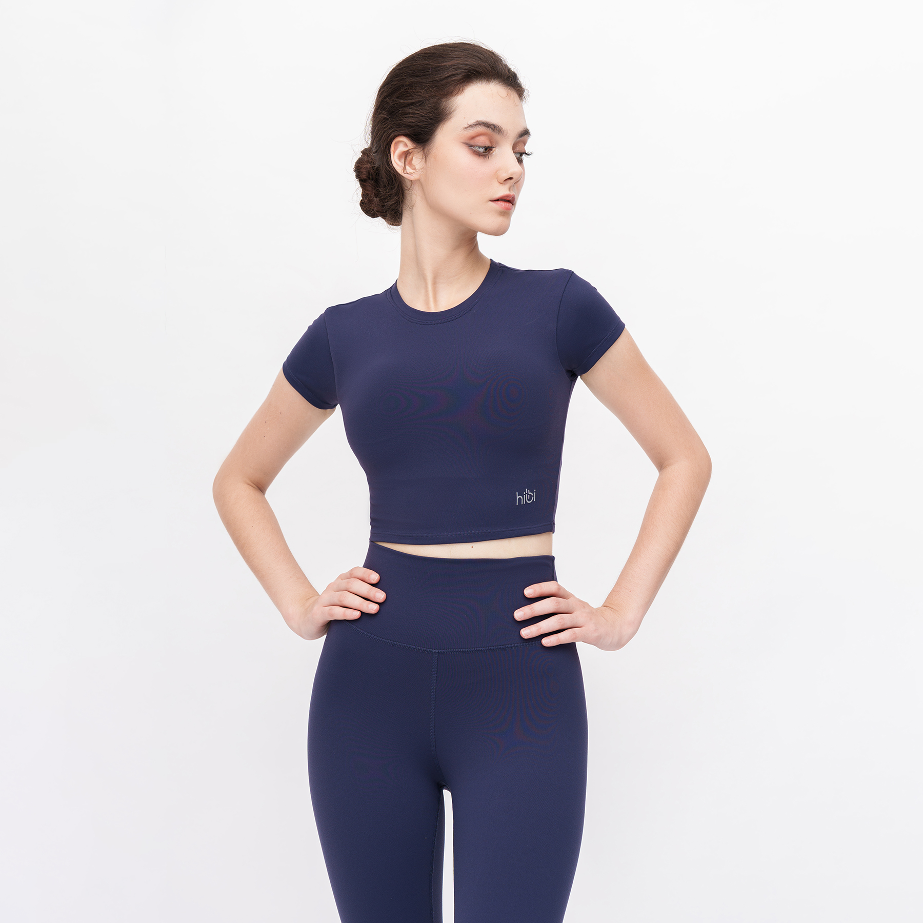 Set Đồ Tập Yoga Gym Hibi Sports H147 Áo Croptop Có Tay Kèm Mút Ngực, Quần Lưng Cao Tôn Dáng, Chất Vải Hi Fabric