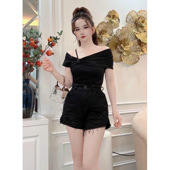 Áo thun,phông trễ vai kiểu nơ lệch