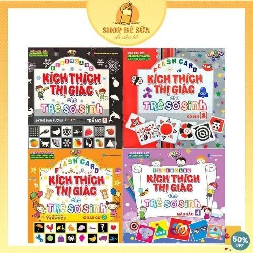 Flashcard Kích Thích Thị Giác Cho Trẻ Sơ Sinh Bộ 60 thẻ, 4 Tập, Kích Thước 21x21cm