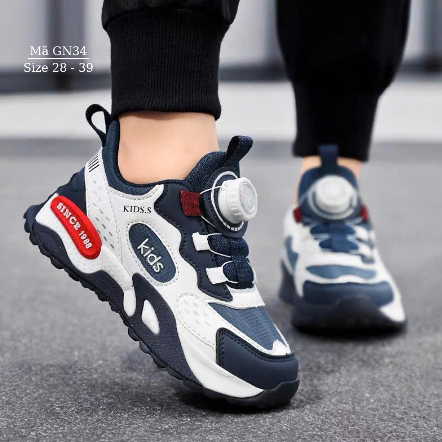 Giày Bóng Rổ Bé Trai 4 - 15 Tuổi KIDS.S Êm Nhẹ Khóa Xoáy Cao Cấp Chống Bẹt Hỗ Trợ Can Thiệp Lót Cho Bé BCB Lót Đế Chỉnh Hình GN34