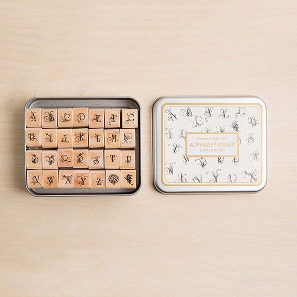 Bộ con dấu Alphabet kèm 2 hộp mưc cho con dấu màu ngẫu nhiên