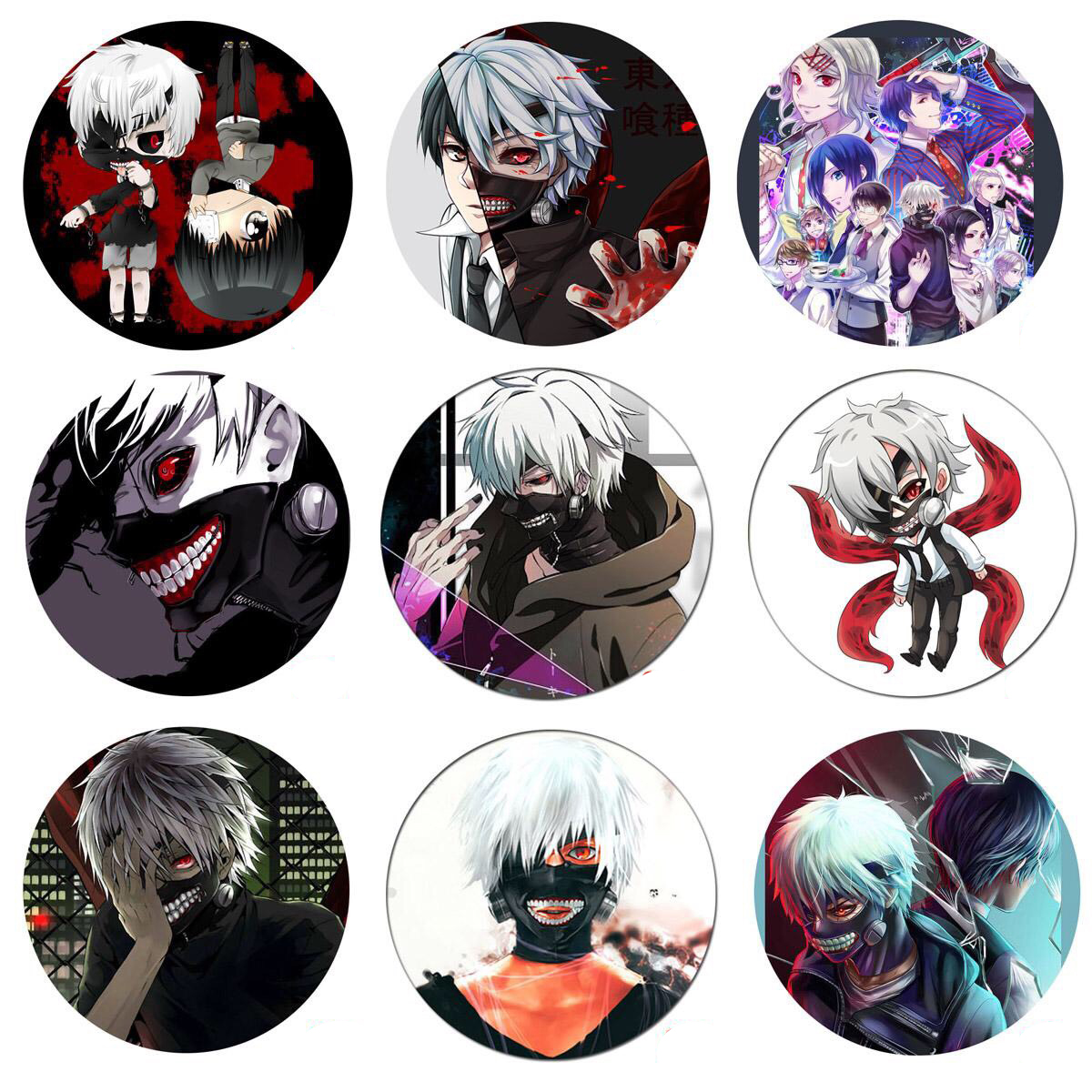 Huy hiệu Tokyo Ghoul 5 cái khác nhau mẫu ngẫu nhiên