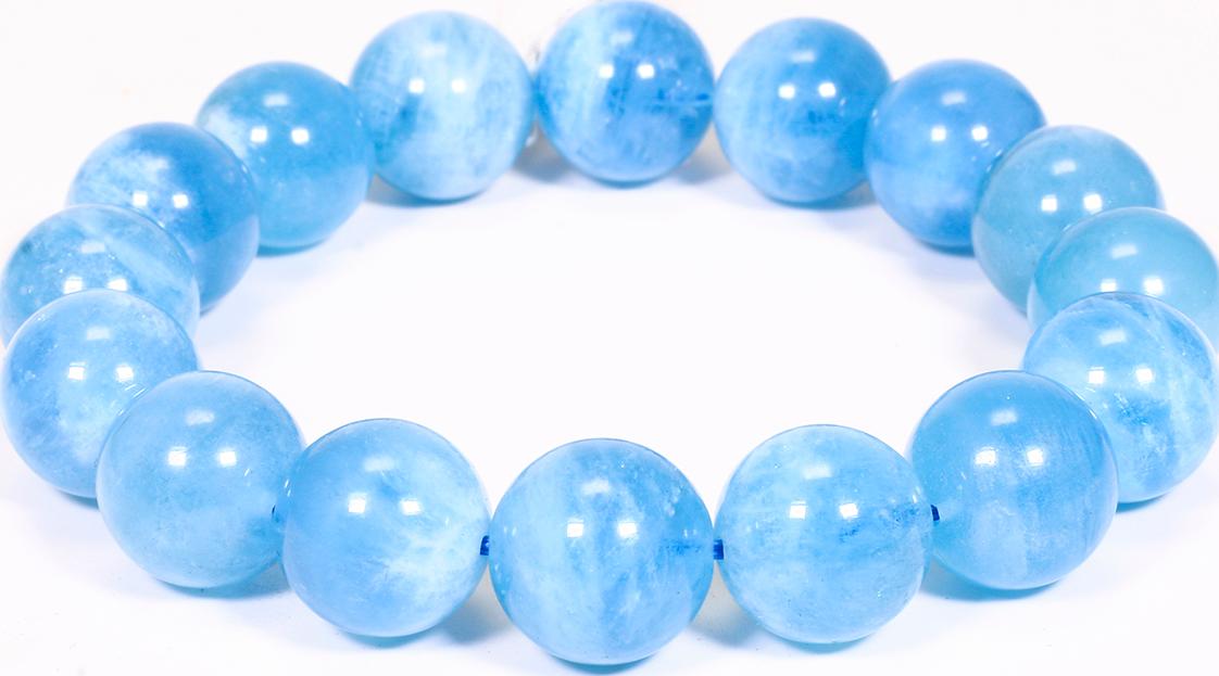 Vòng Tay Đá Aquamarine Mệnh Thủy, Mộc - Ngoc Quý Gemstones - 13Mm