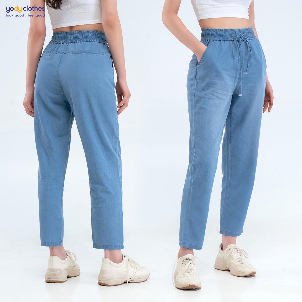 Quần jeans nữ baggy YODY lưng thun tôn dáng chất thoáng mát mềm mại suông QJN4046