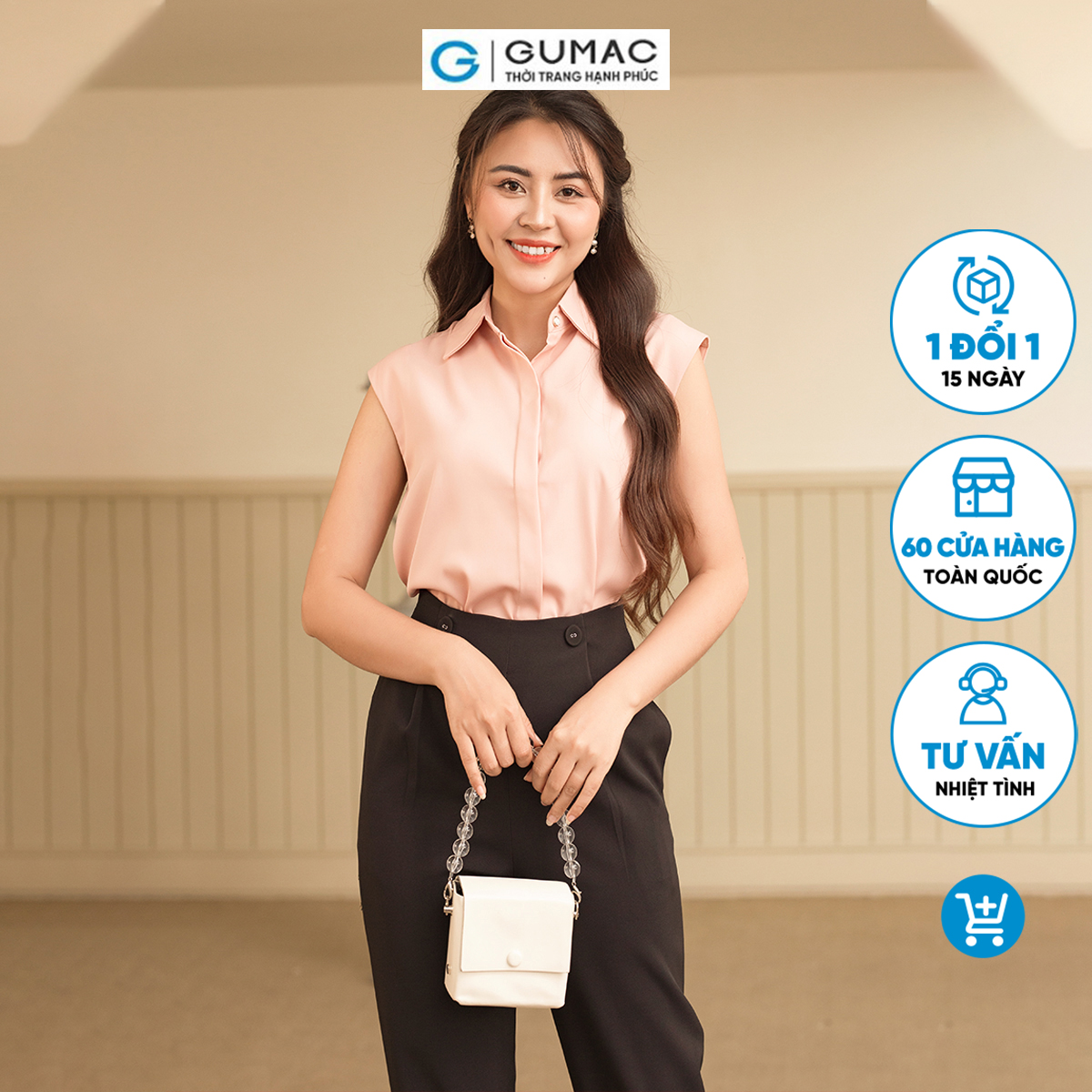 Áo kiểu phối bèo GUMAC AD05006