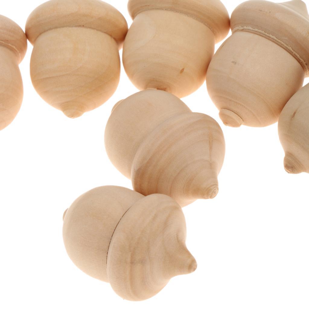 60pcs Vintage Acorn Wood DIY Craft Wedding Party Decor Cake Topper