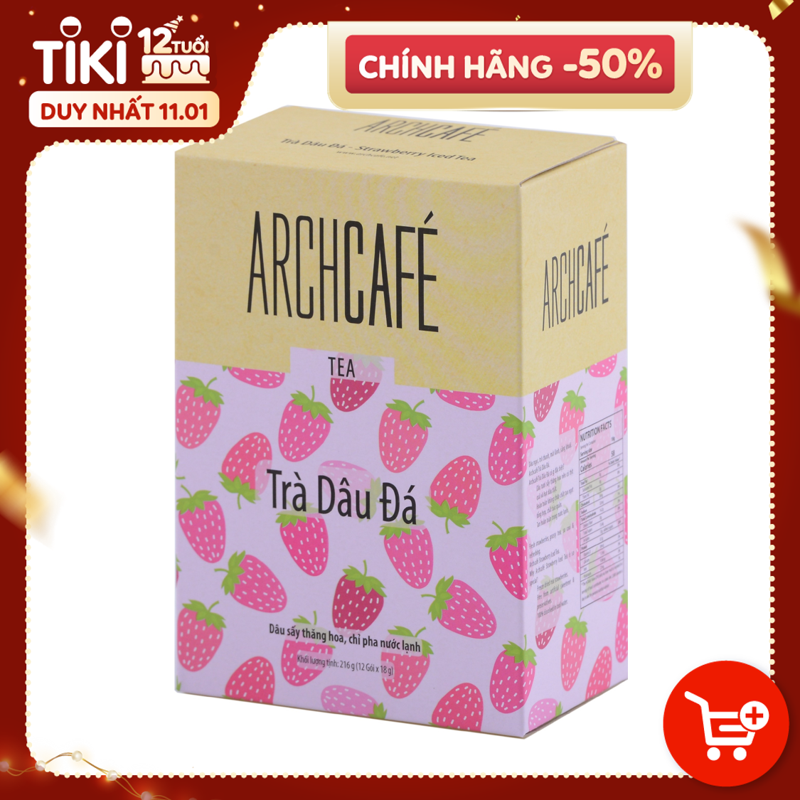 Trà Dâu Đá - Trà hoà tan Archcafé (hộp 12 gói x 18g)