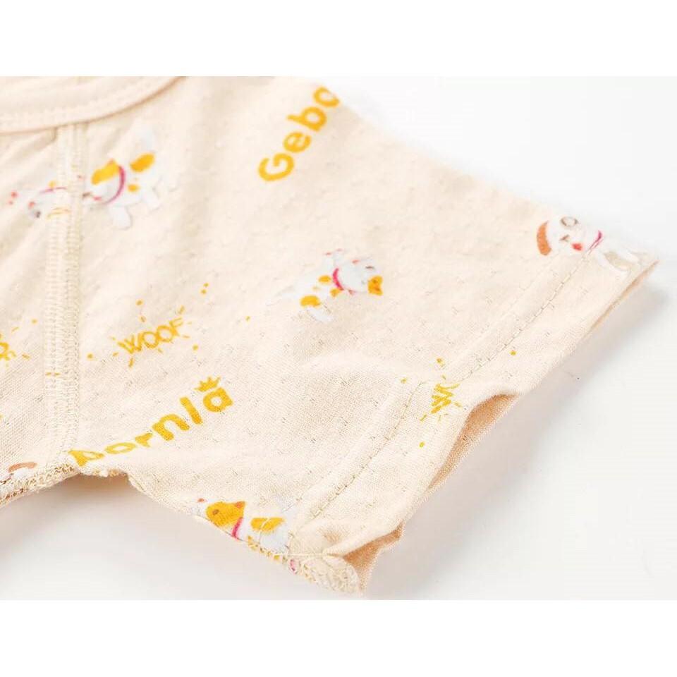 Body cotton hữu cơ GEBORNA in họa tiết cún cho bé 0-24m