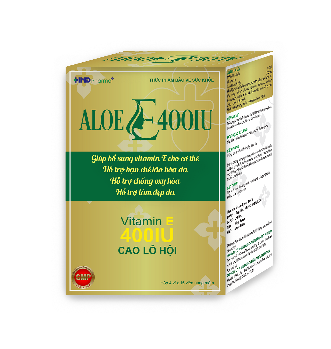 Viên uống bổ sung vitamin E, hỗ trợ làm đẹp da HMD ALOE E 400IU