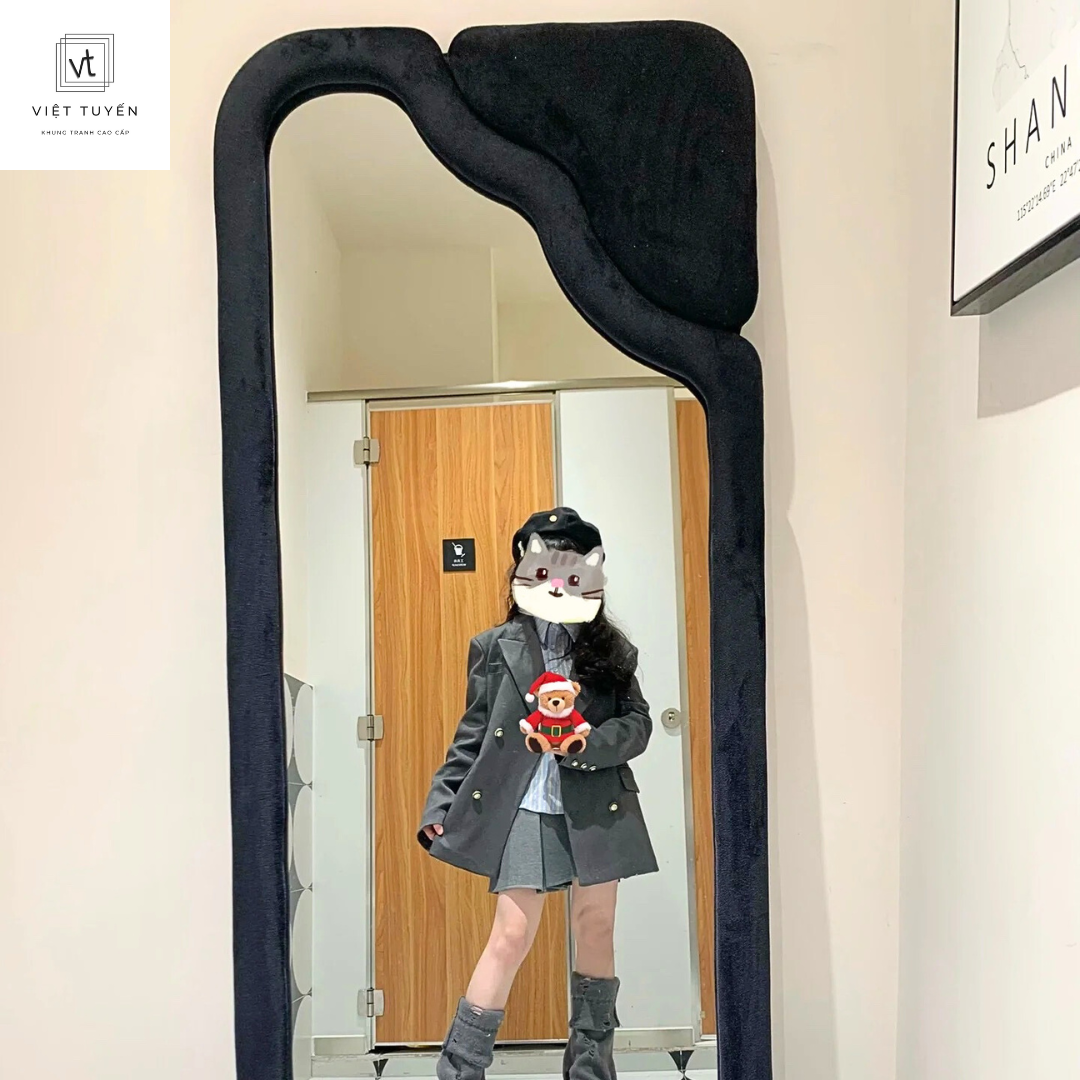 Gương Bọc Nỉ Toàn Thân Hình Chữ Nhật Kín Góc Việt Tuyến, Decor phòng khách, phòng ngủ, giá tận xưởng