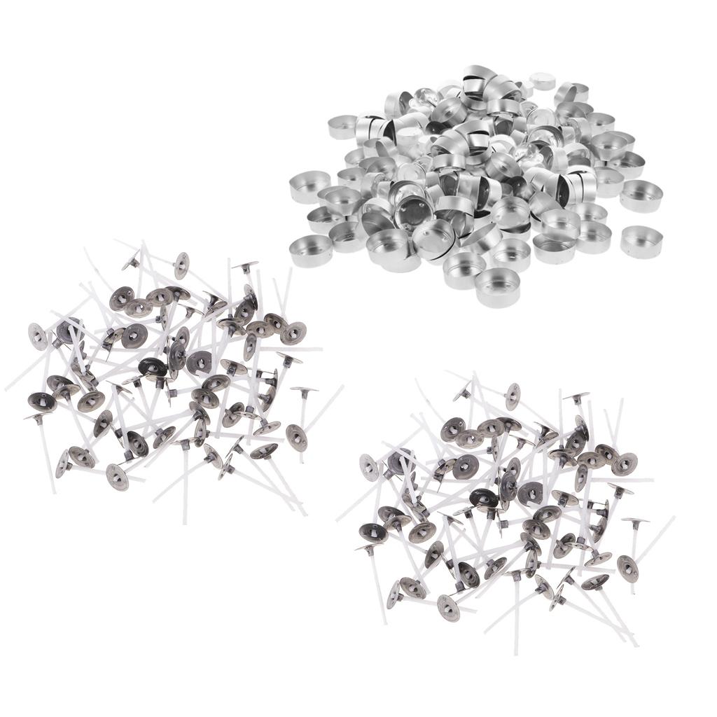 400 Miếng Nhôm Ốp Lưng Đèn Trống Đựng Ly Ốp Lưng Đựng 38X14 Mm & 25 Mm cotton Nến Bấc Cho Nến Tealight Làm Đồ Th