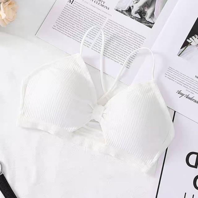Áo lót nữ bra len tăm hai dây đan kiểu dáng mới N026
