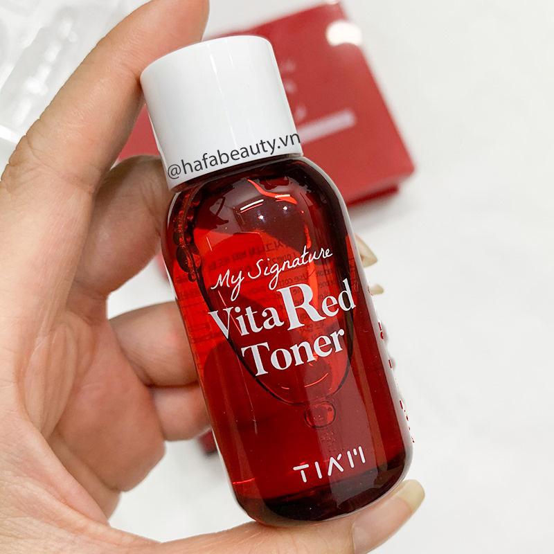 Nước Hoa Hồng Dưỡng Trắng, Se Khít Lỗ Chân Lông Tiam My Signature Vita Red Toner Minisize 40ml + Tặng Kèm 1 Sample Huxley ( Loại Ngẫu Nhiên)