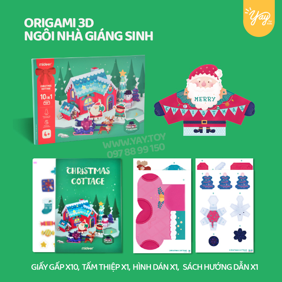 Trò Chơi Xếp Giấy Origami 3D Chuyển Động Chủ Đề Giáng Sinh Cho Bé 4+ - Mideer