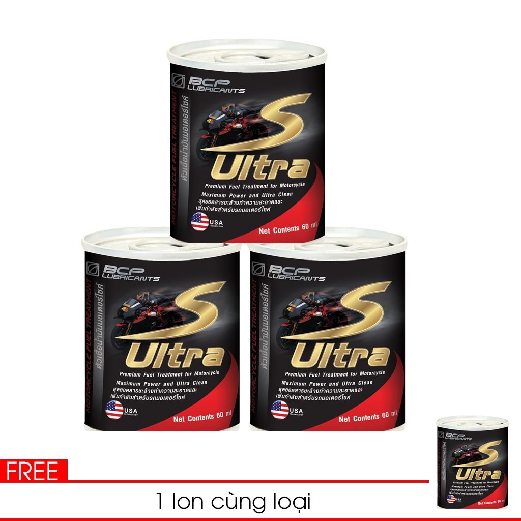 Combo 3 Chai Phụ Gia Làm Sạch Buồng Đốt BCP S-Ultra 60ML (Tặng 1 Chai Cùng Loại)