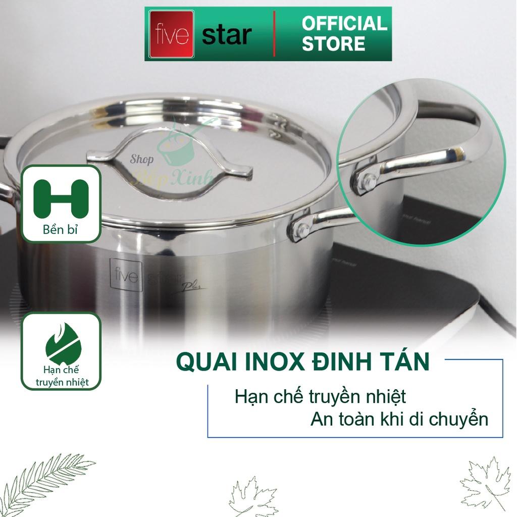 Bộ nồi bếp từ 3 lớp đáy liền inox 304  Plus nắp inox ,dùng được mọi bếp , bảo hành 25 năm - tặng 1 vá canh