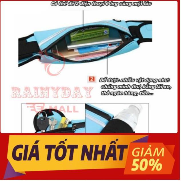 Túi đeo hông chạy bộ đai ngang bụng đựng đồ điện thoại bình nước cho nam nữ tập thể thao chống nước