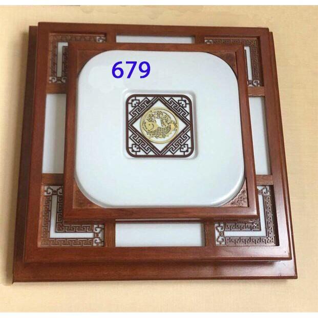 Đèn ốp trần gỗ hình vuông kích thước 550 trang trí nội thất phòng khách phòng ngủ sang trọng hiện đại - Đèn Phương Anh