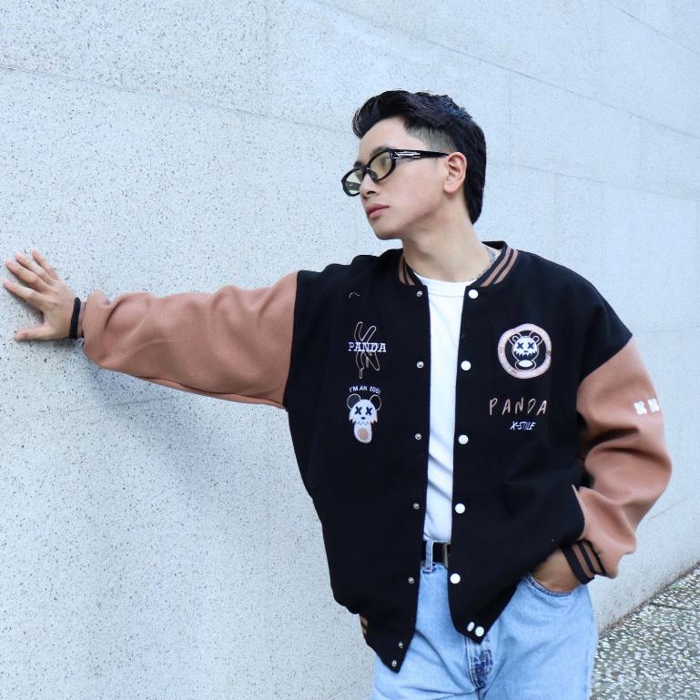 Áo khoác bomber pandax unisex , varsity jacket nam nữ chất dạ ép 2 lớp , vasity bóng chày local brand unisex - Gin Store