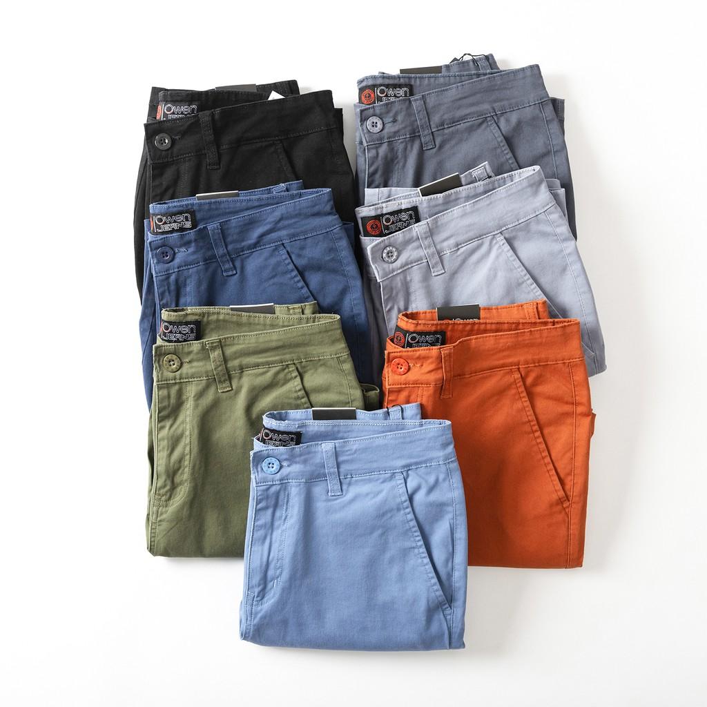 Quần short nam kaki Owen màu rêu, chất liệu vải cotton cao cấp, co giãn, trẻ trung, dáng slimfit năng động