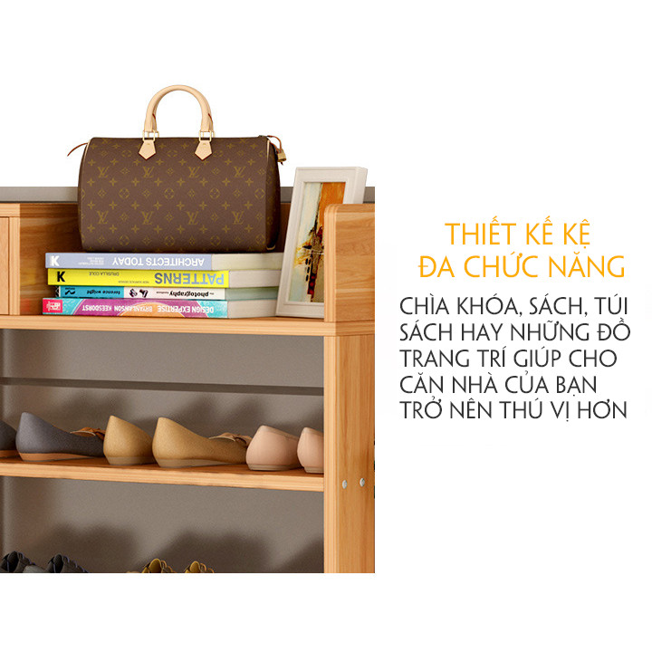 Tủ giầy khung gỗ 5 tầng tiện dụng Màu ngẫu nhiên