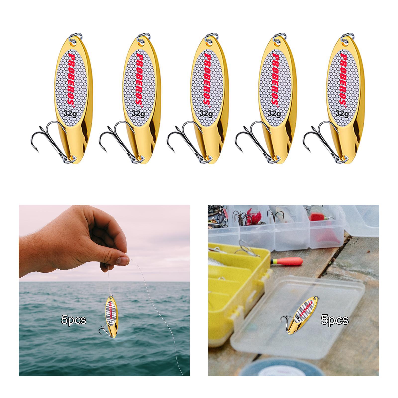 5x Fishing Spoons Lures Fishing Baits Saltwater with  Hooks Bass Baits Fishing Lures for Salmon Bass Redfish Perch Fishing Accessories