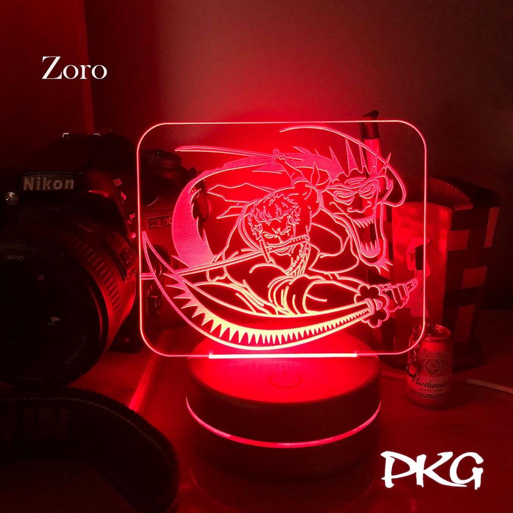Đèn Ngủ Led 3D ZORO nhân vật Anime phát sáng 16 màu cảm ứng có điều khiển từ xa