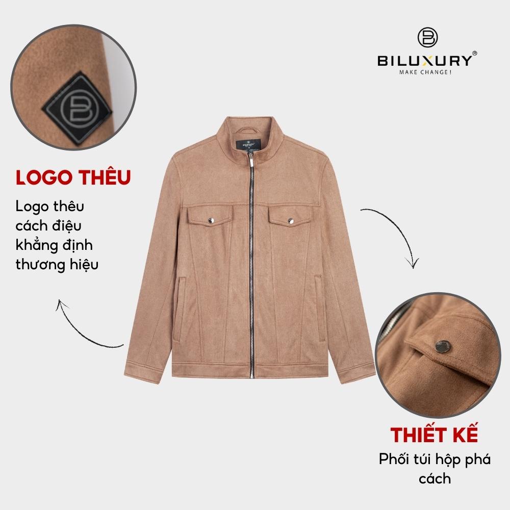Áo khoác da lộn nam Biluxury phom vừa xuông nhẹ kiểu cách gọn gàng mang lại vẻ ngoài trẻ trung 6ADLB001VAB01
