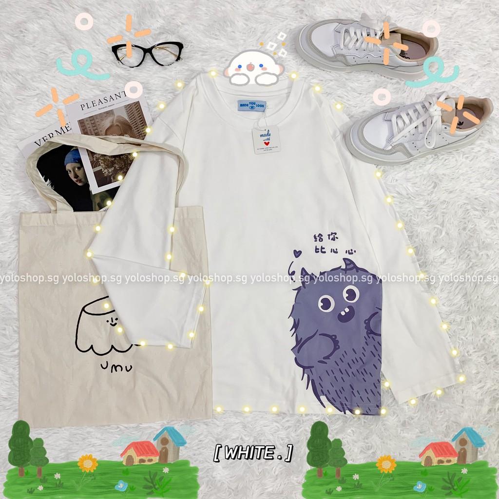 Áo thun dài tay MONSTER phông Unisex nam nữ tee oversize form rộng pull Ulzzang Streetwear thu đông vải mềm