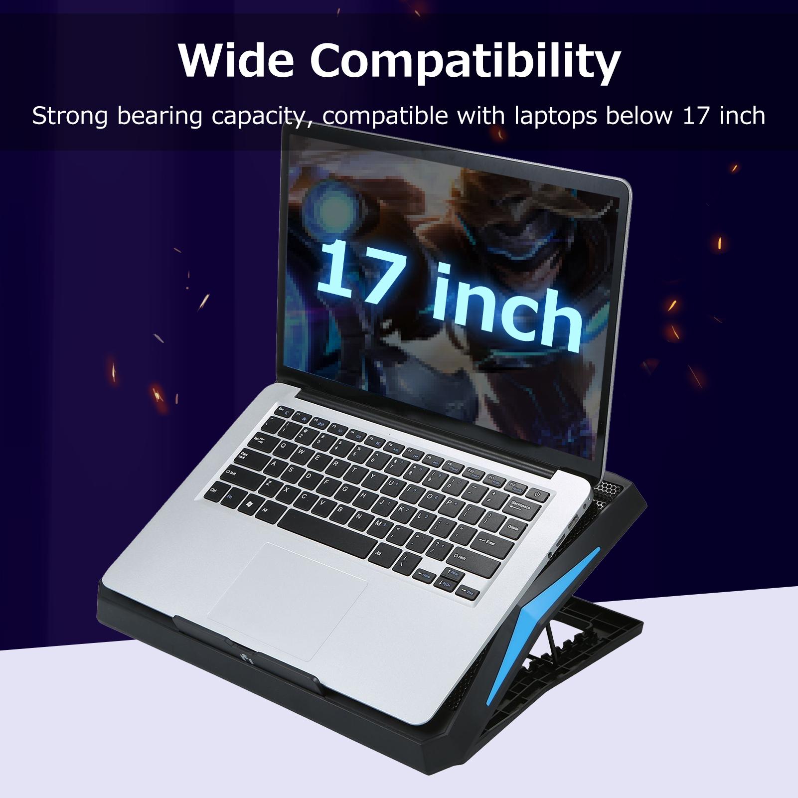 Q3 Laptop Cooler 6-fan Laptop Cooling Stand Low Noise with 6-level Adjustable Height Dual USB Ports Wide Compatibility