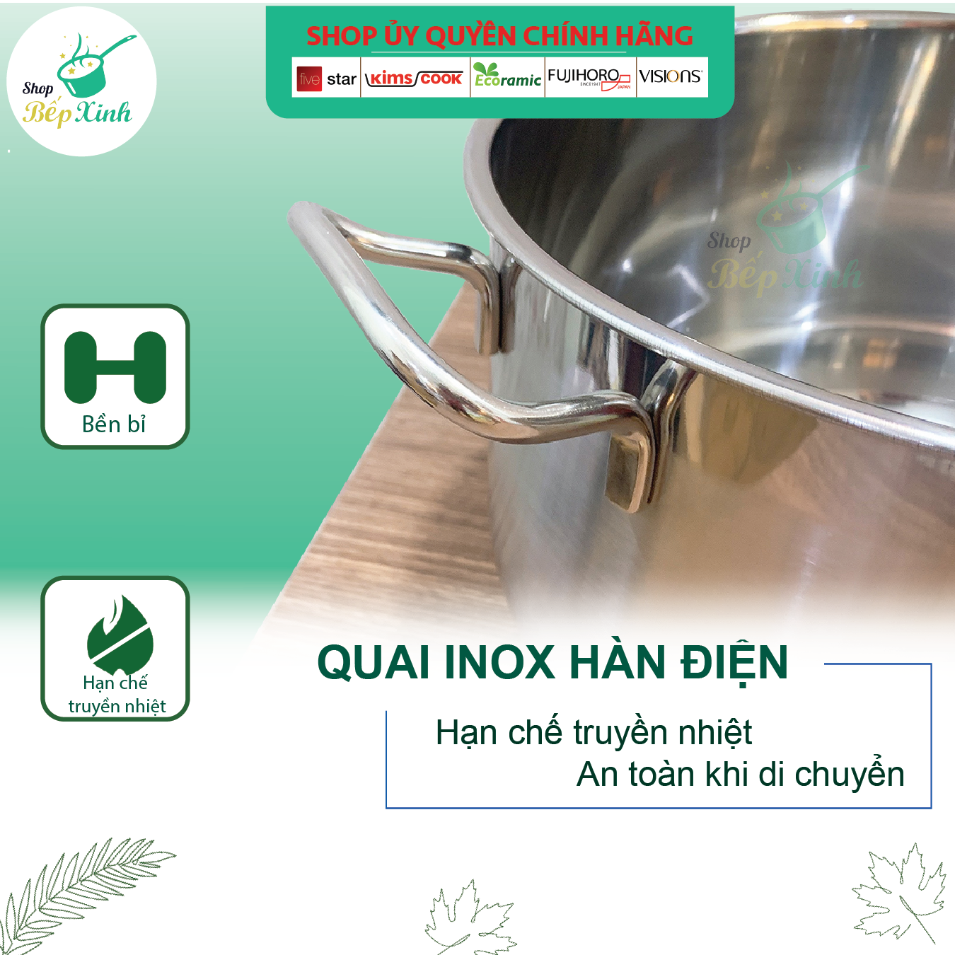 Nồi Inox 3 đáy inox 430 Fivestar bếp từ nắp inox tặng 2 vá canh