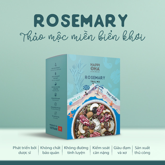 Hạt Dinh Dưỡng &amp; Quả Khô Rang Hương Thảo 400G - ROSEMARY TRAILMIX HAPPI OHA - Ăn Kiêng/Ăn Sáng Không Đường Tinh Luyện