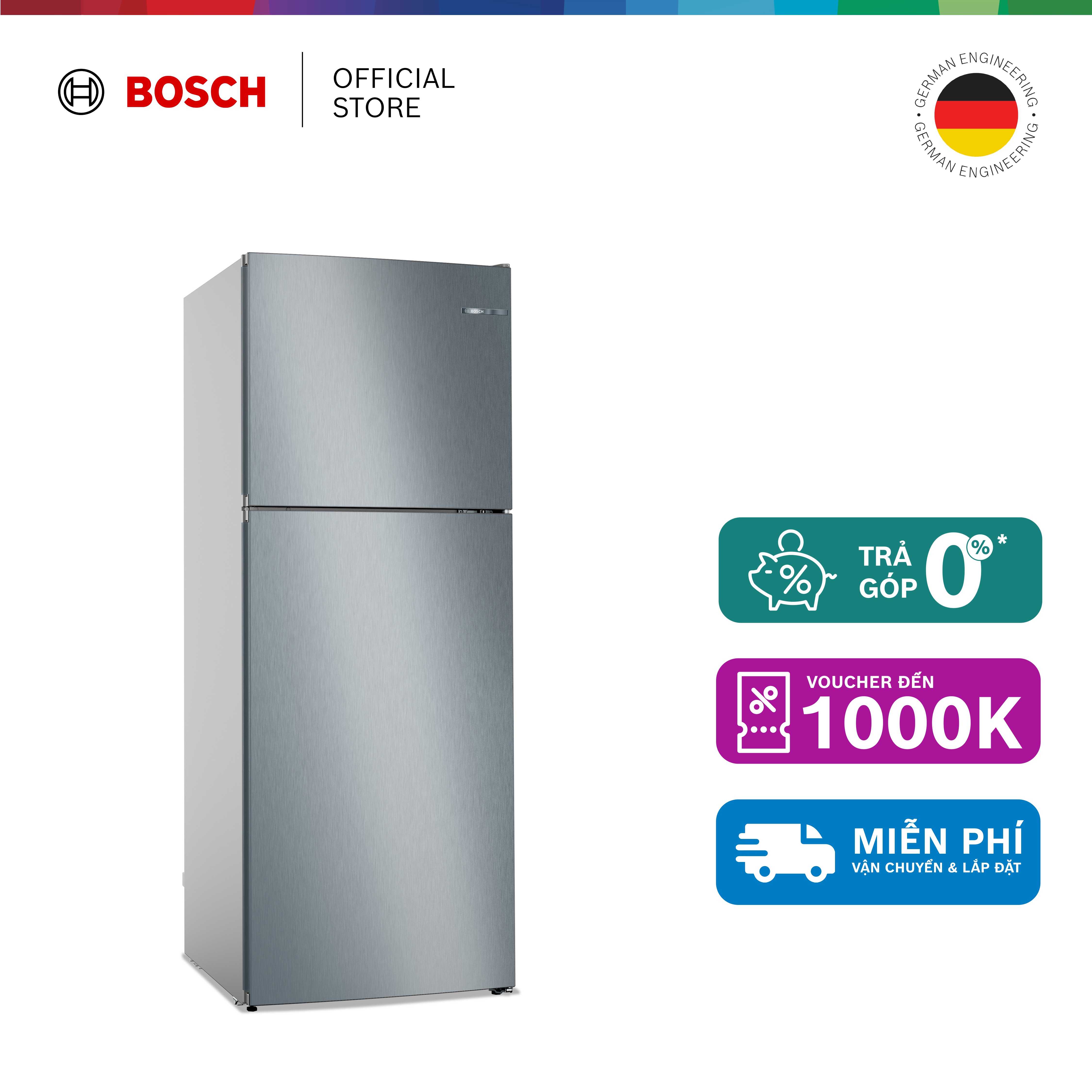 Tủ lạnh độc lập 2 cánh 453L Bosch KDN55NL20M - Series 4 - Hàng chính hãng