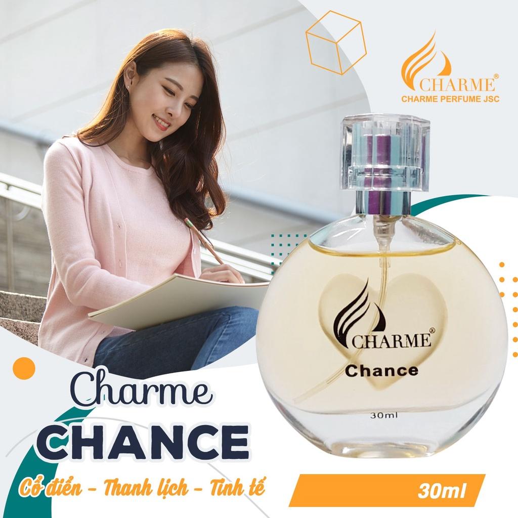 Nước hoa nữ thơm lâu, Charme Chance, mùi hương vani, mang phong cách nữ tính, gợi cảm, lưu hương lâu, 30ml