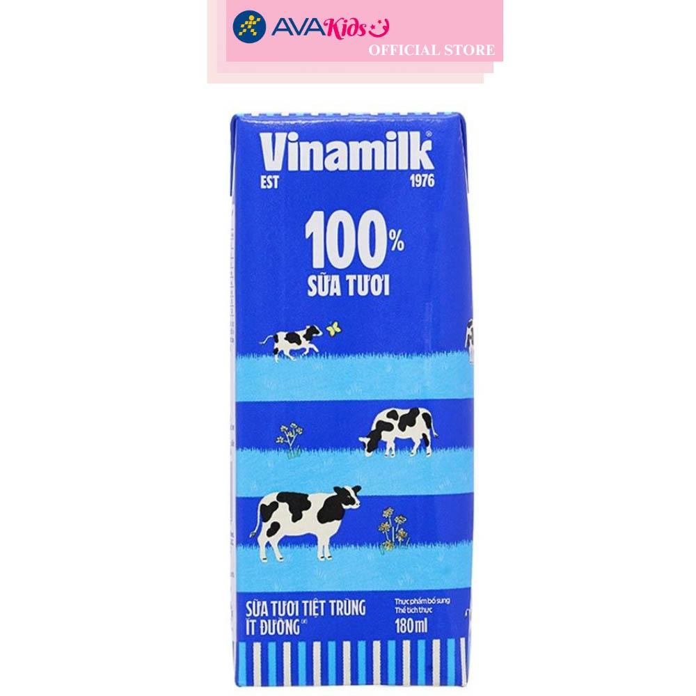 Lốc 4 hộp sữa tươi tiệt trùng Vinamilk ít đường 180 ml (từ 1 tuổi)