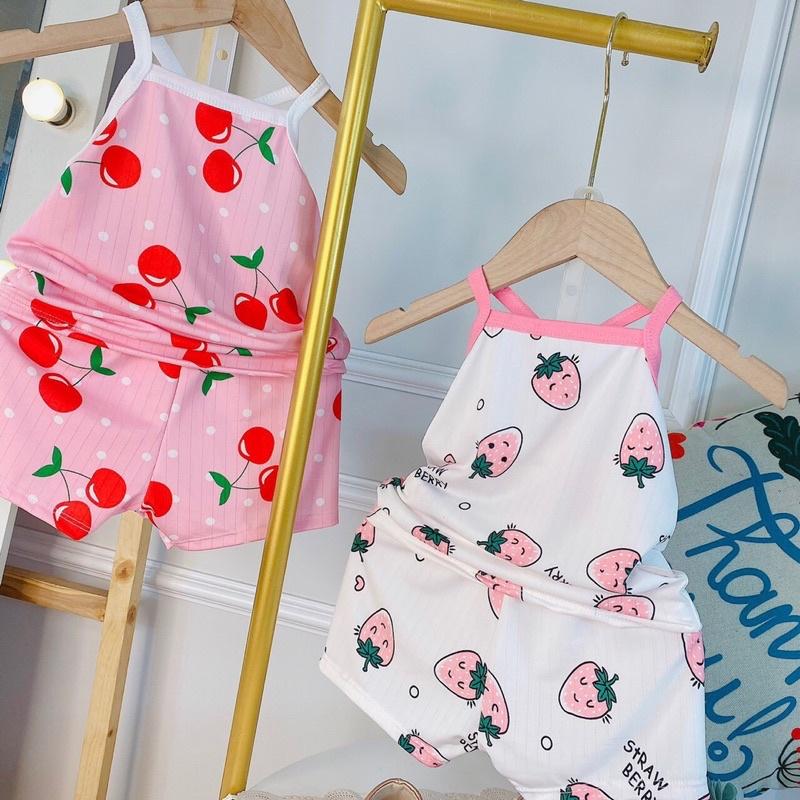 Bộ 2 dây cho bé, đồ bộ hai dây bé gái chất cotton thun lạnh QC Xu Xu Kids size từ 7 đến 20kg
