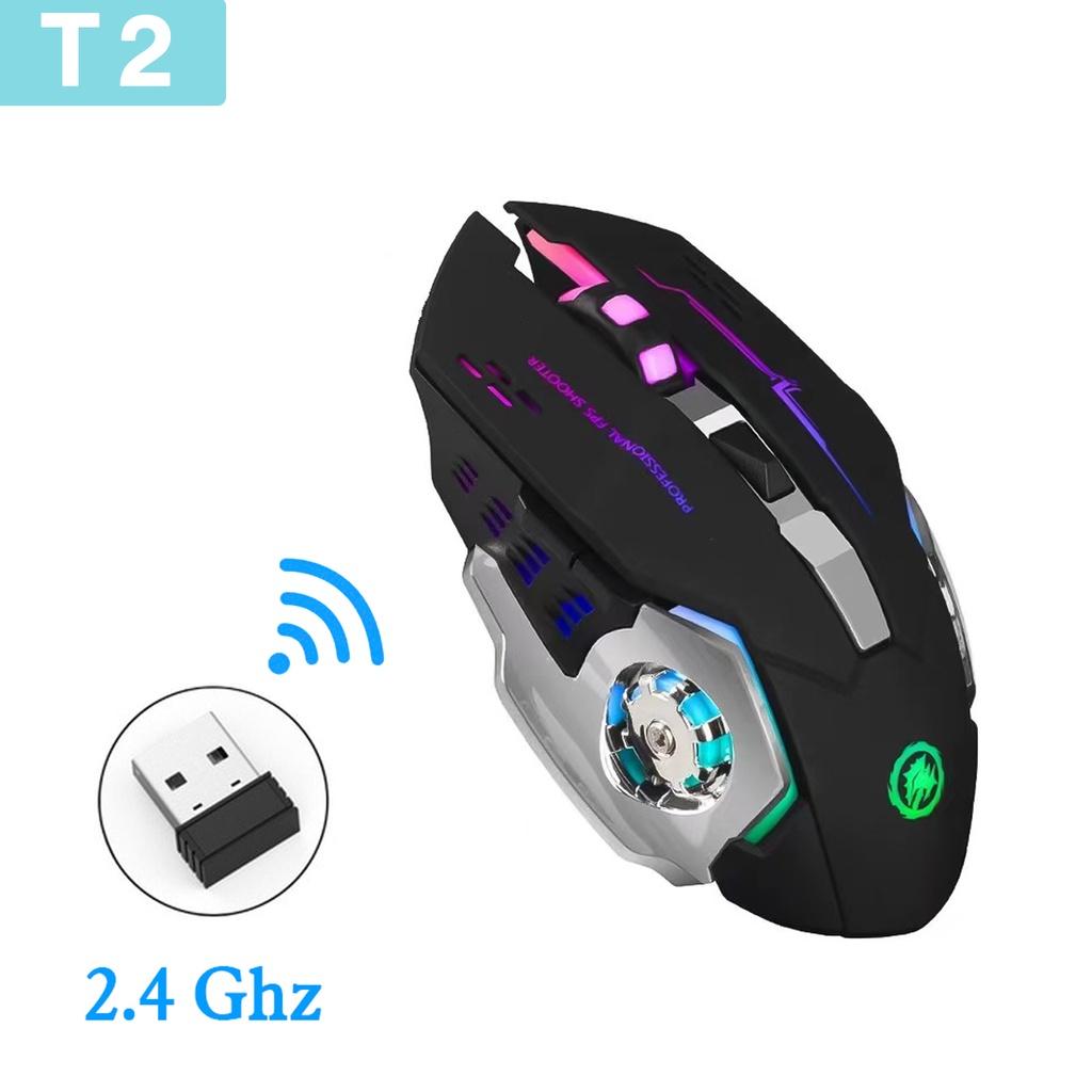 Chuột gaming không dây T28 cho game thủ chống ồn có đèn led 7 màu 3 cấp đội DPI bảo hành 12 tháng