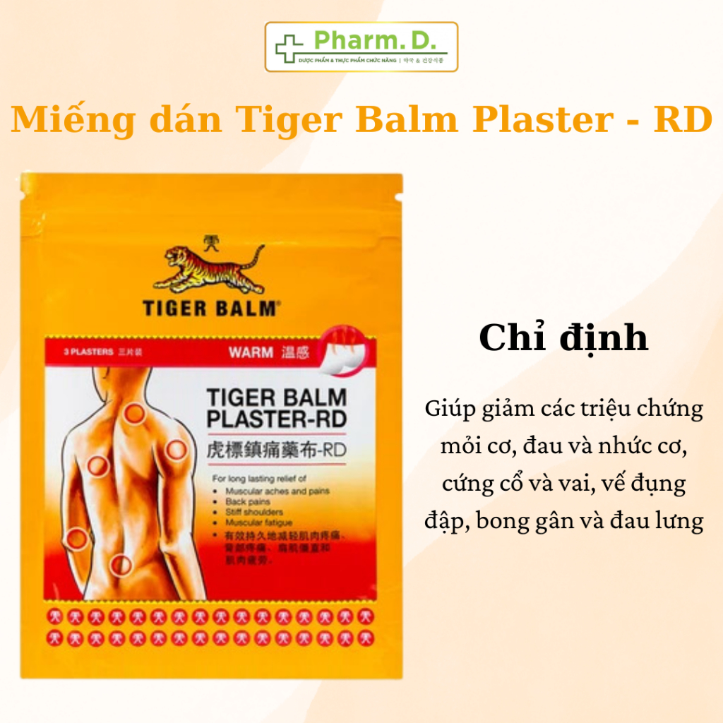 Miếng dán Tiger Balm Plaster RD Haw Par giảm mỏi cơ, đau và nhức cơ size (7cm x 10cm), (10cm x 14cm)