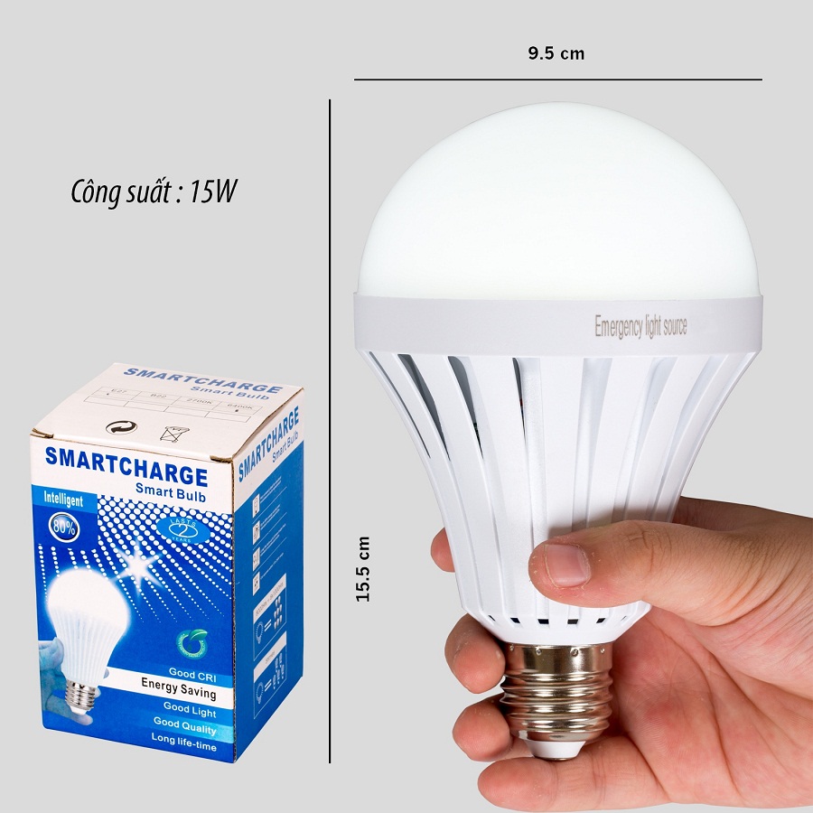 Bóng đèn Led cảm ứng tích điện 15W có chui sạc