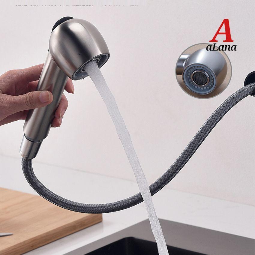 Vòi rửa chén bát nóng lạnh dây rút cắm chậu OS621 inox 304 nguyên khối cao cấp -tặng kèm 02 dây cấp nóng lạnh Inox dài