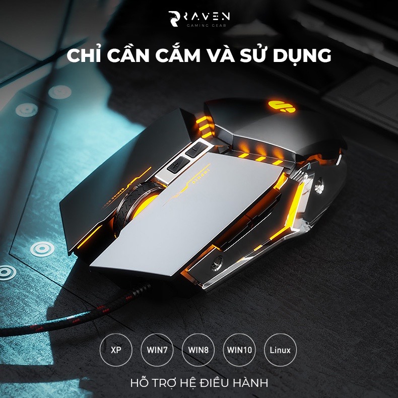 Chuột gaming có dây TEKKIN INPHIC PW2 chuột chơi game máy tính LED 12 màu, khung kim loại, 4000DPI cá tính - hàng nhập khẩu