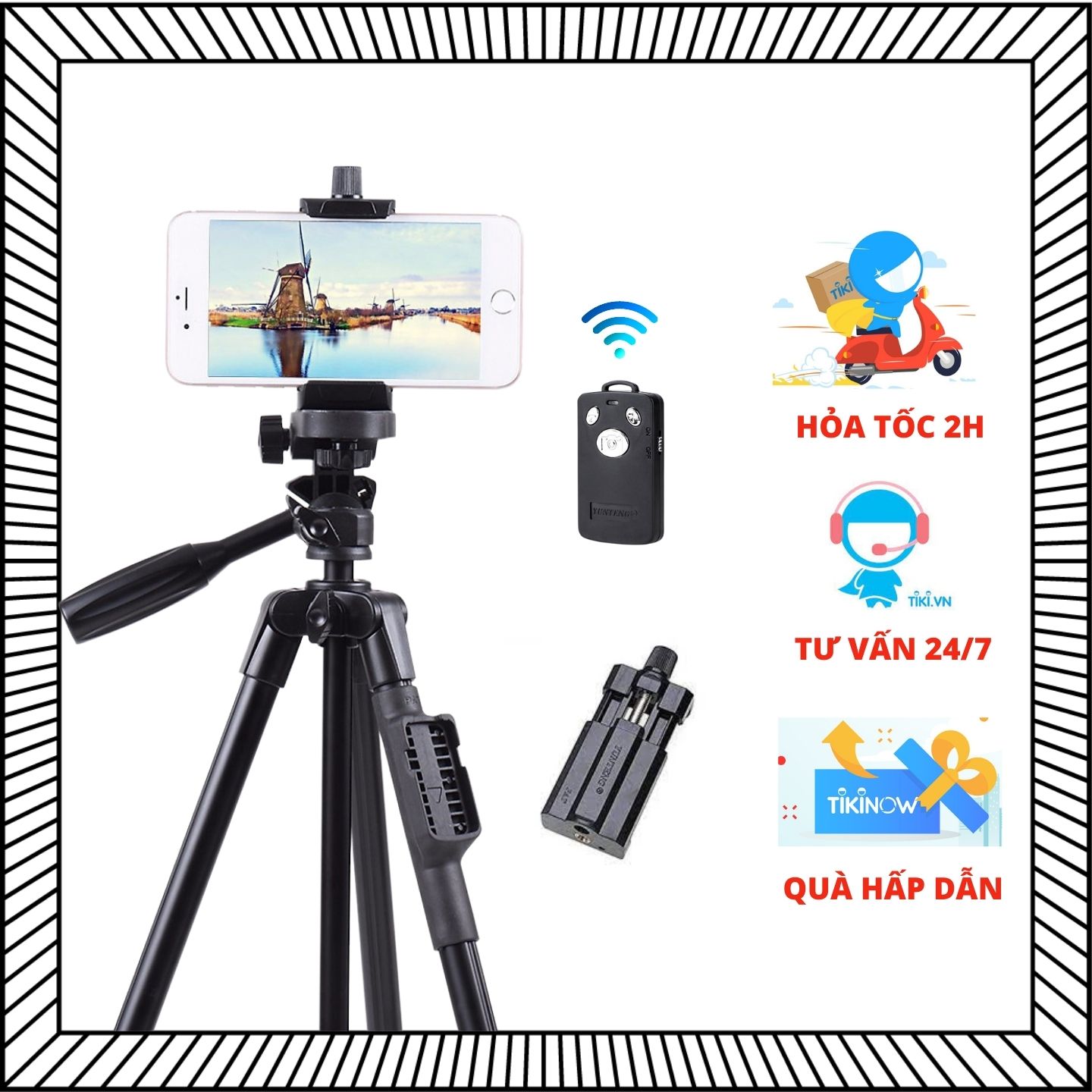 Chân đế tripod dùng cho điện thoại và máy ảnh Selfiecom TTX-6218 - Có Remote chụp ảnh và túi đựng tiện lợi - Hàng chính hãng