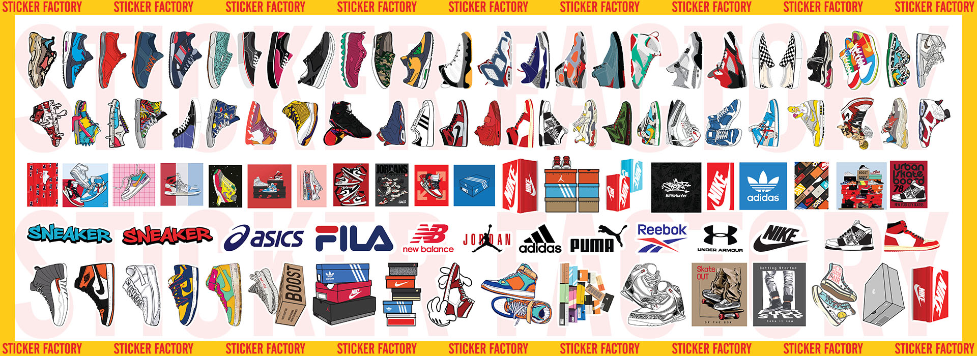 Sneaker - Set 100 sticker decal hình dán nón bảo hiểm, laptop, xe máy, ô tô - STICKER FACTORY