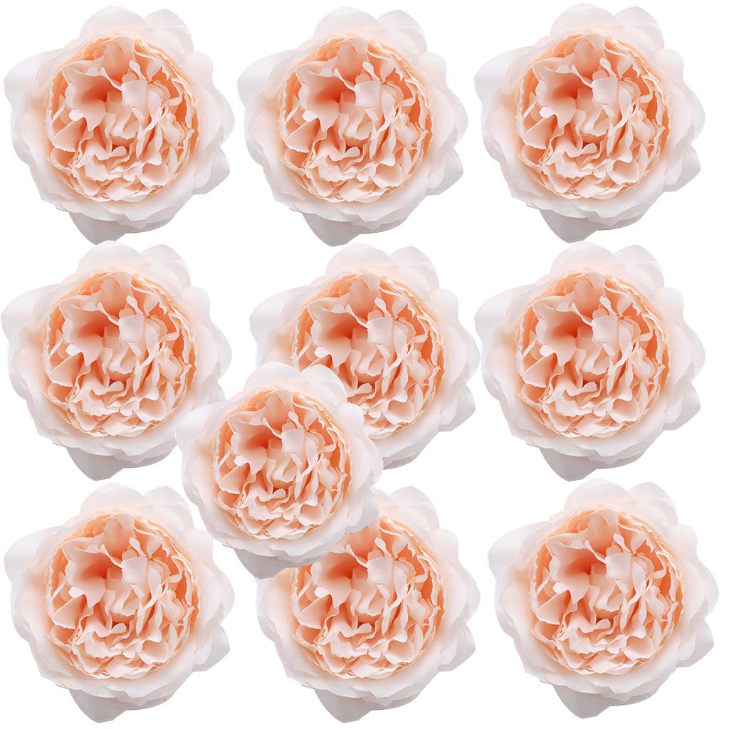 10Pcs Artificial Peony Silk Flower Head Home Wedding Decor Champagne
