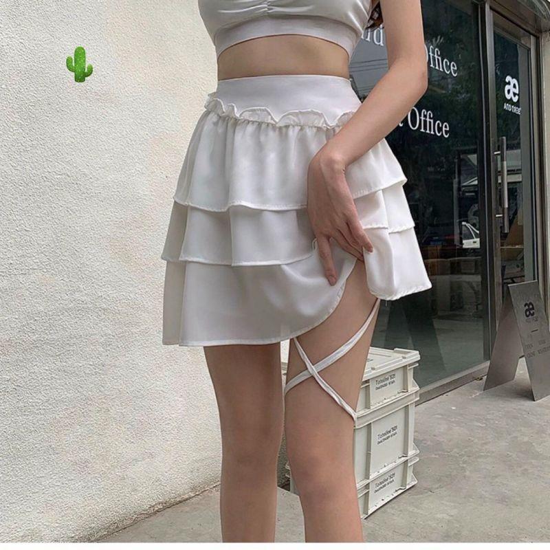 Chân váy 3 tầng dây xoắn chân