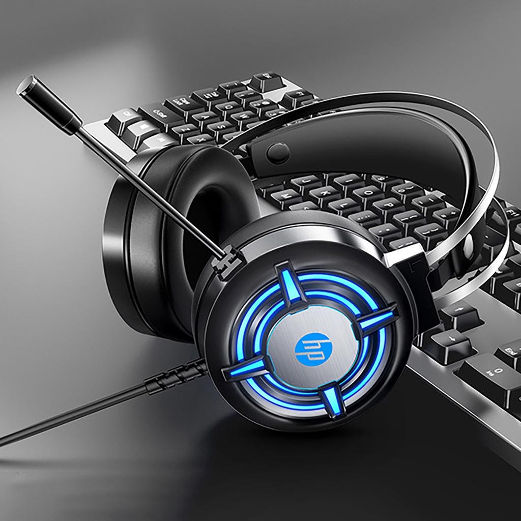 【ky】HP-H120G Wired Headphone 4D Stereo Sound Noise Reduction Breathable 3.5mm USB HiFi Headset for Playing Games