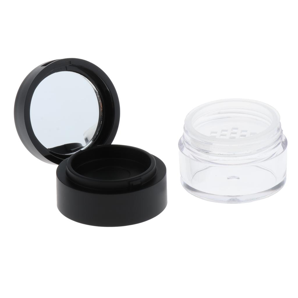 2x Empty Loose Powder Jar Refillable Cosmetic Container Travel Container