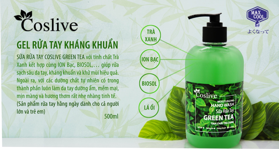 Combo 3 Chai Sữa Rửa Tay Coslive Hương Trà Xanh ( 500ml )